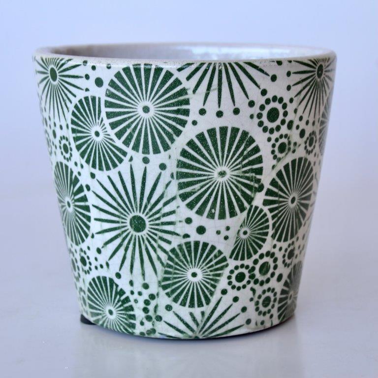 Green Round Sunburst Planter