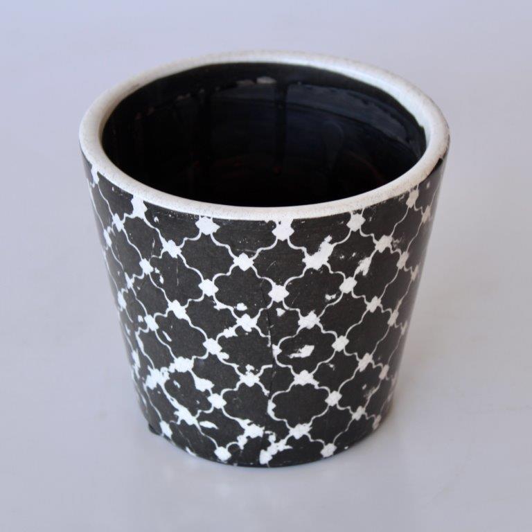 Black Round Geometric Planter