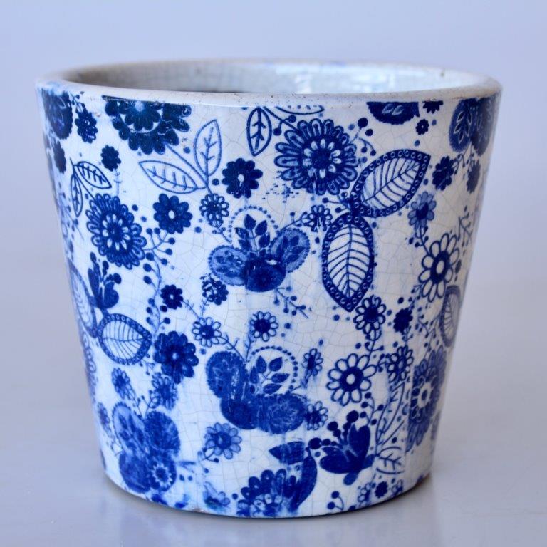 Blue Round Flower Leaf Planter