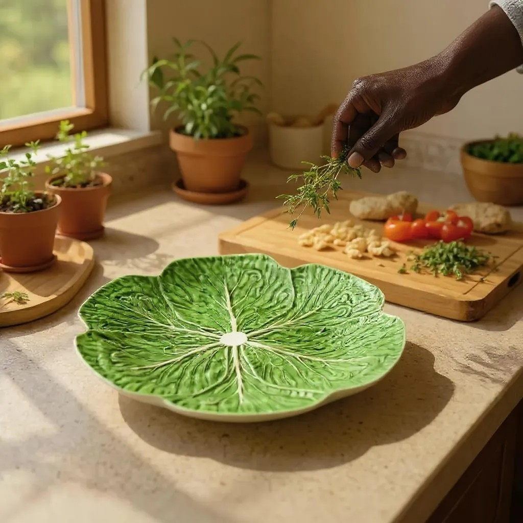 Green Cabbage Serving Plate