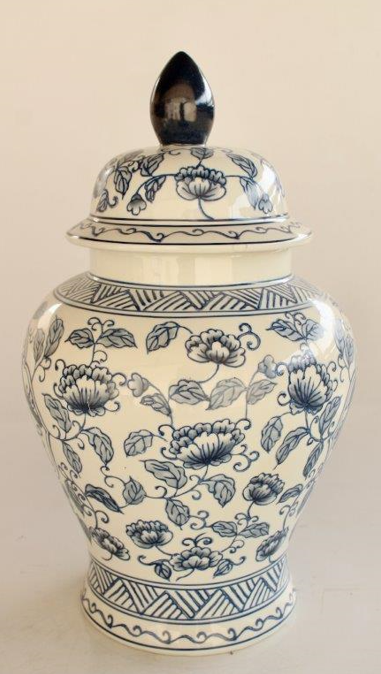 Large Blue Bird Ginger Jar - NetDécor