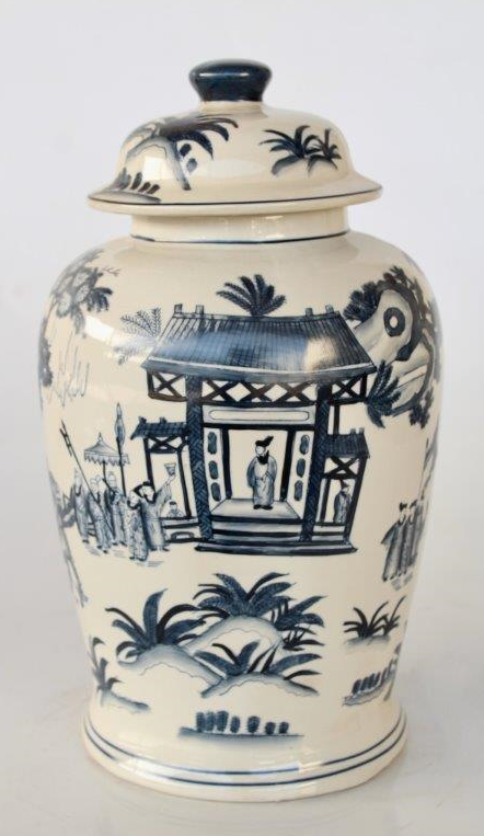 Large Blue Chinese Ginger Jar - NetDécor