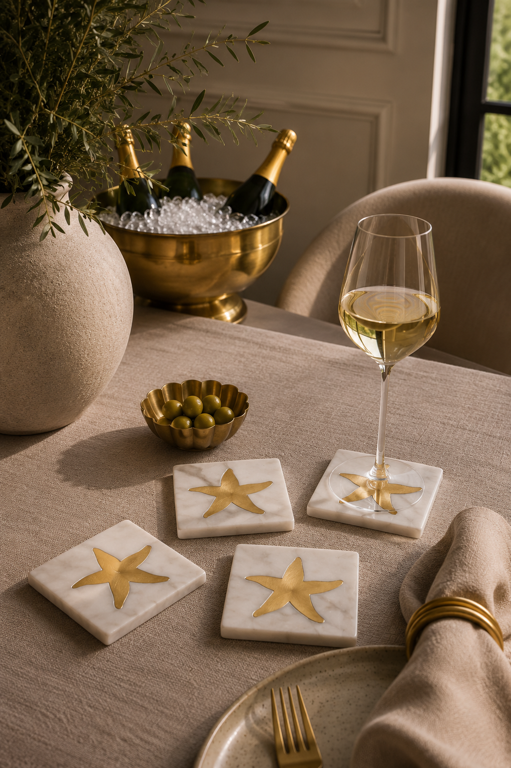 COASTER MARBLE STARFISH SET OF 4