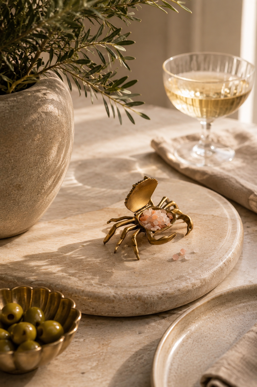 SALT CELLER SEXY CRAB ANTQUE BRASS
