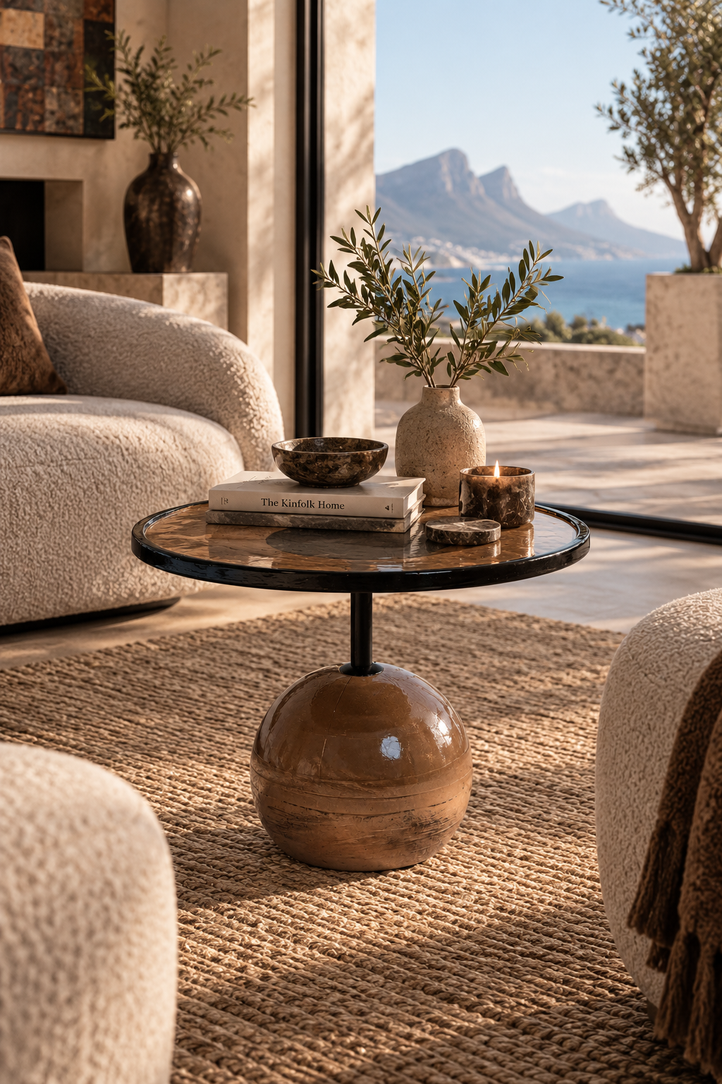Dew Drops Glass Coffee Table - Bark