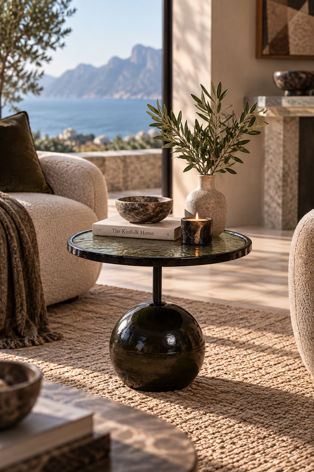 Dew Drops Glass Coffee Table - Moss