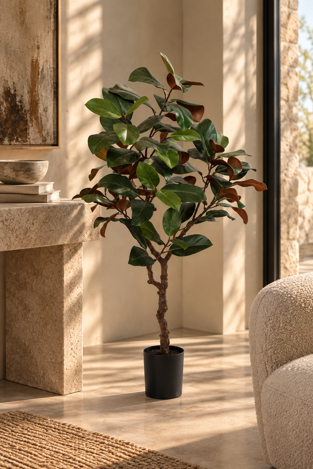 Faux Magnolia Leaf Tree 122cm in Pot