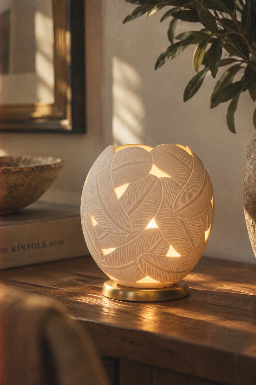 THE FEATHERS - Ostrich Eggshell Tealight Holder