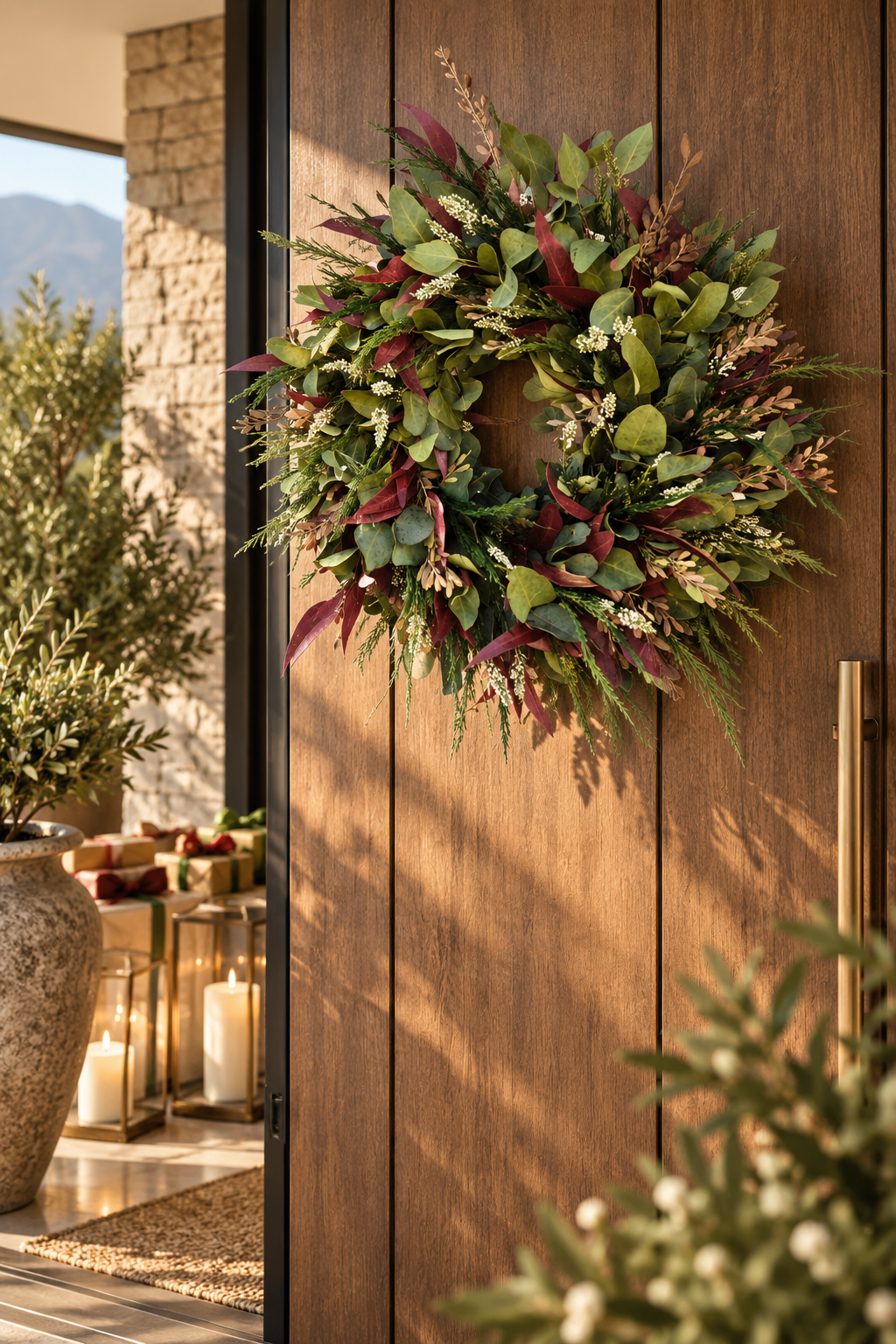Mixed Green & Red Bluegum Wreath