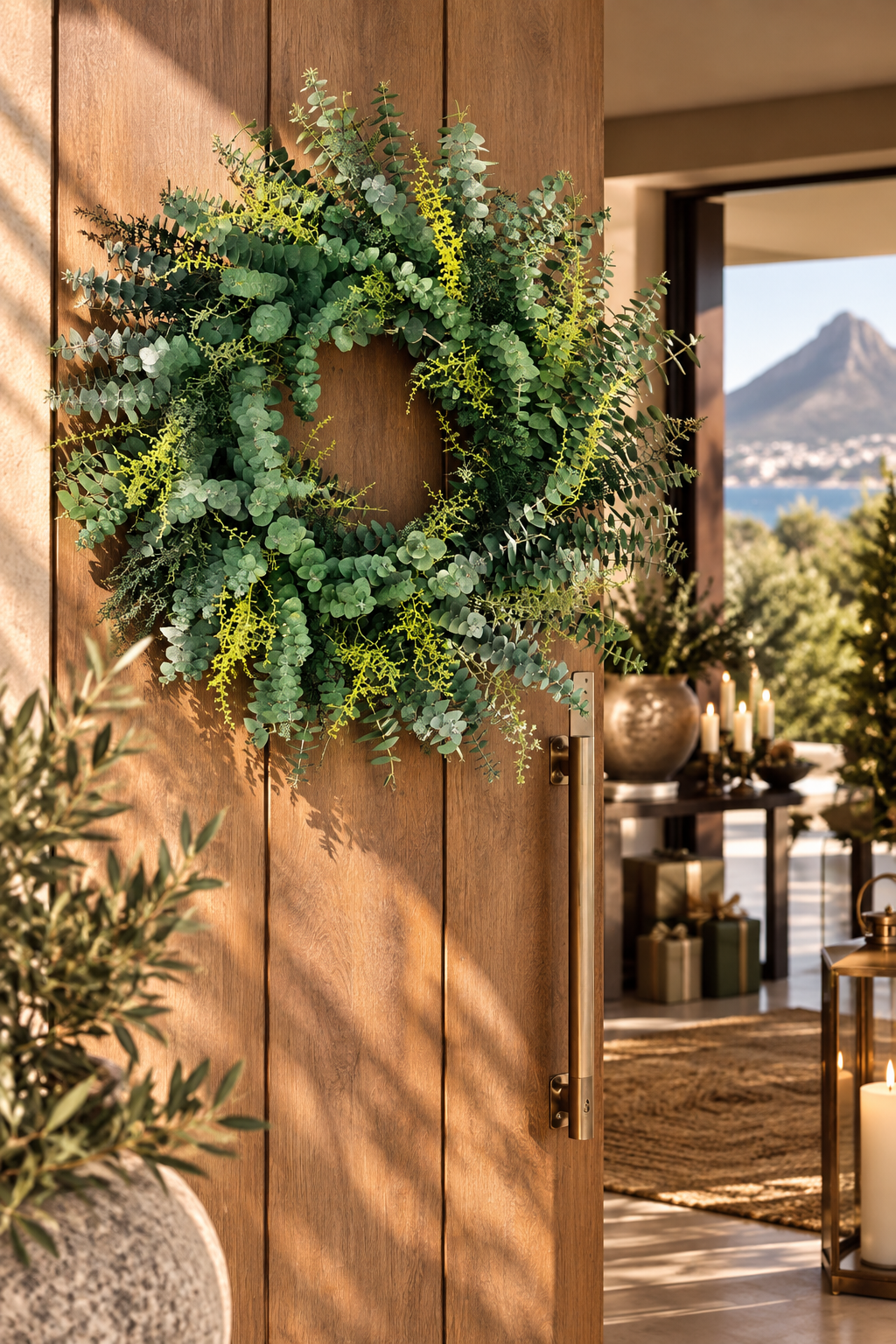 Designer Pennygum & Slangbos Mixed Wreath – Green