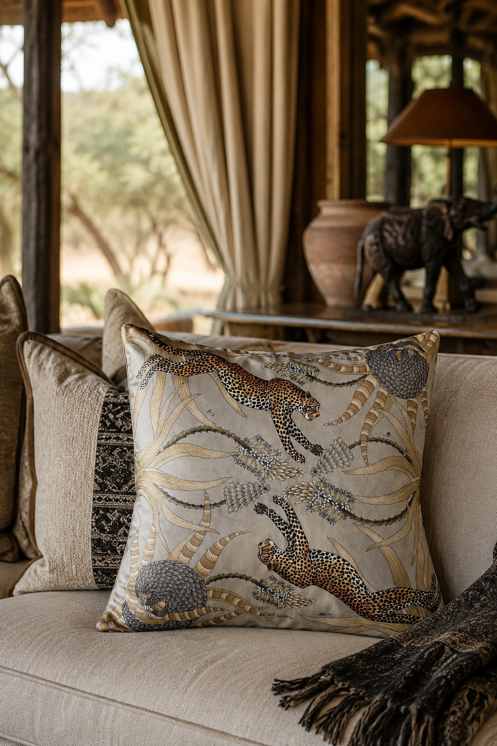 Velvet Cushion Cover - Cheetah Gold