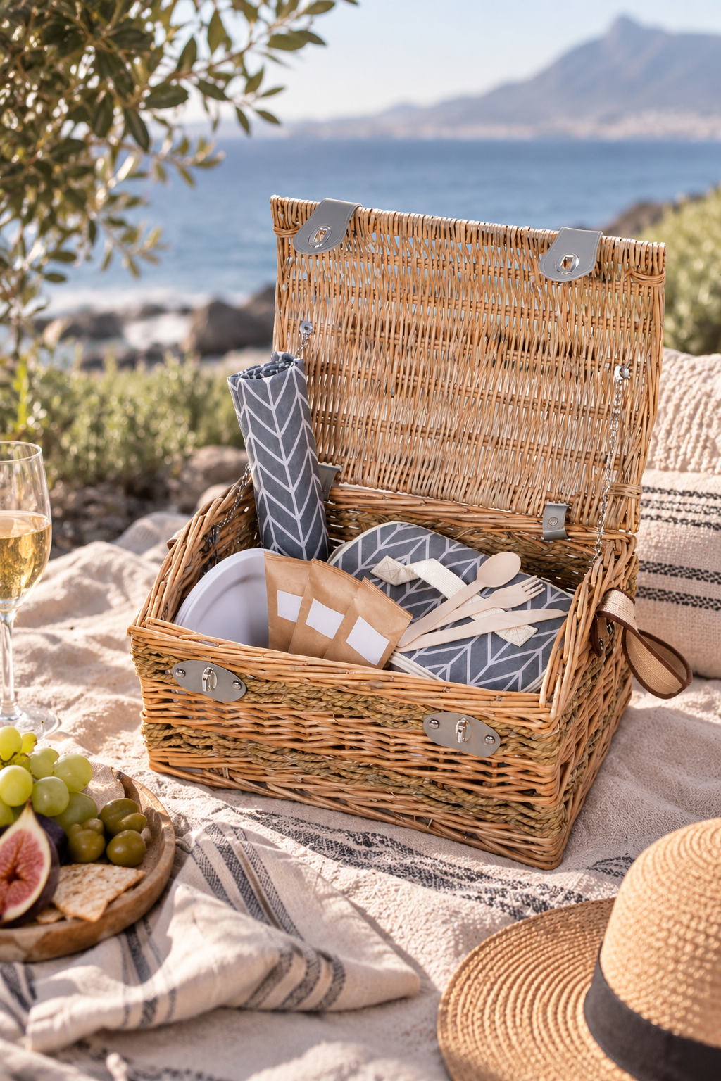 Classic Picnic Basket with Cutlery