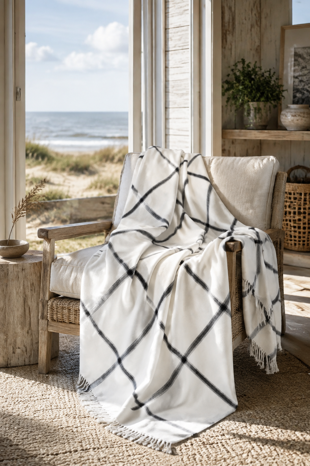 Soft and Luxurious Wild Dove and Black Throw