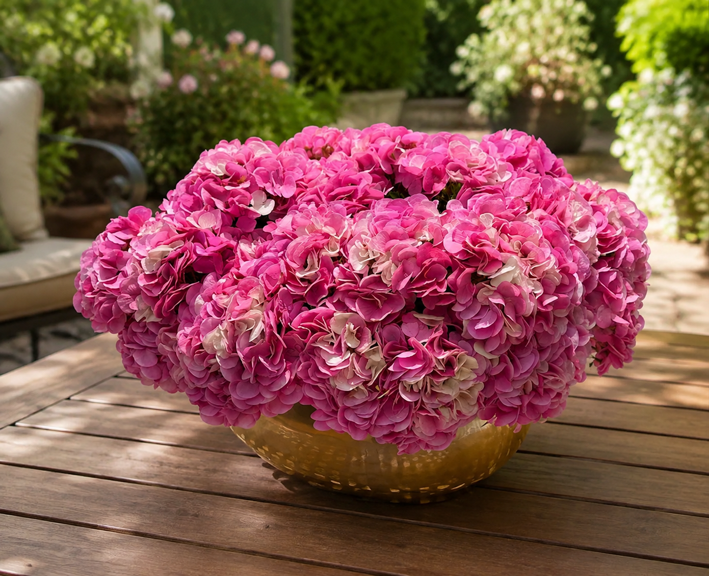 12 Stems x 47cm Real Touch Pink Hydrangeas