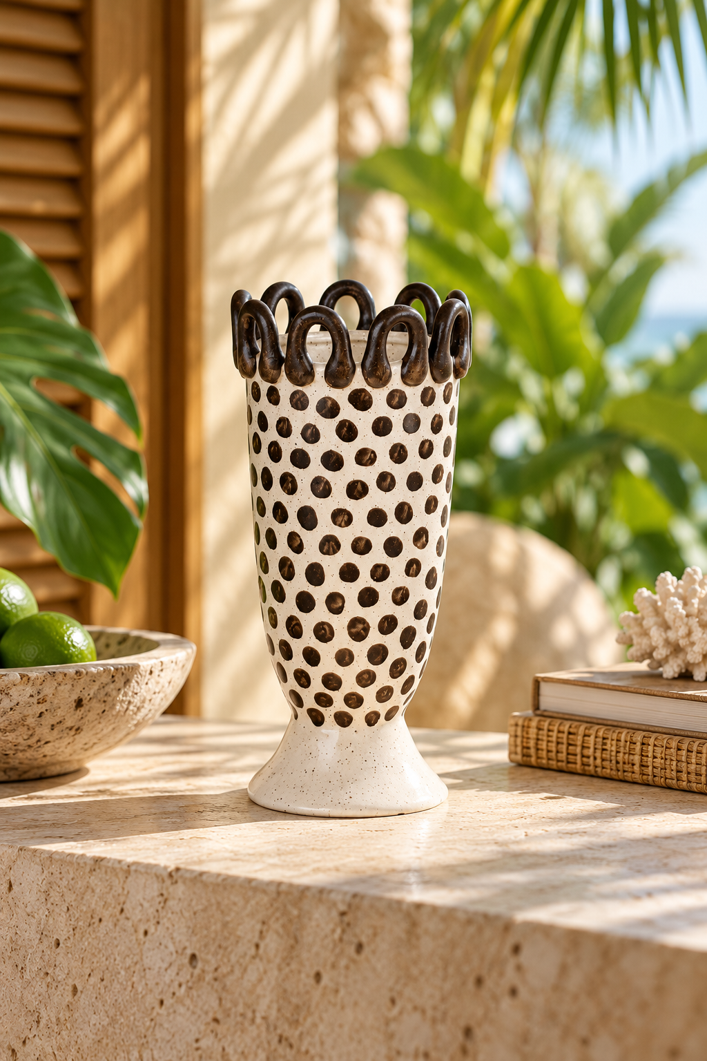 Chocolate and White Spotted Vase