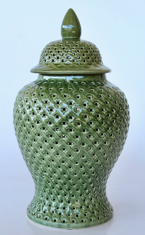 Dark Green Cut Out Ginger Jar