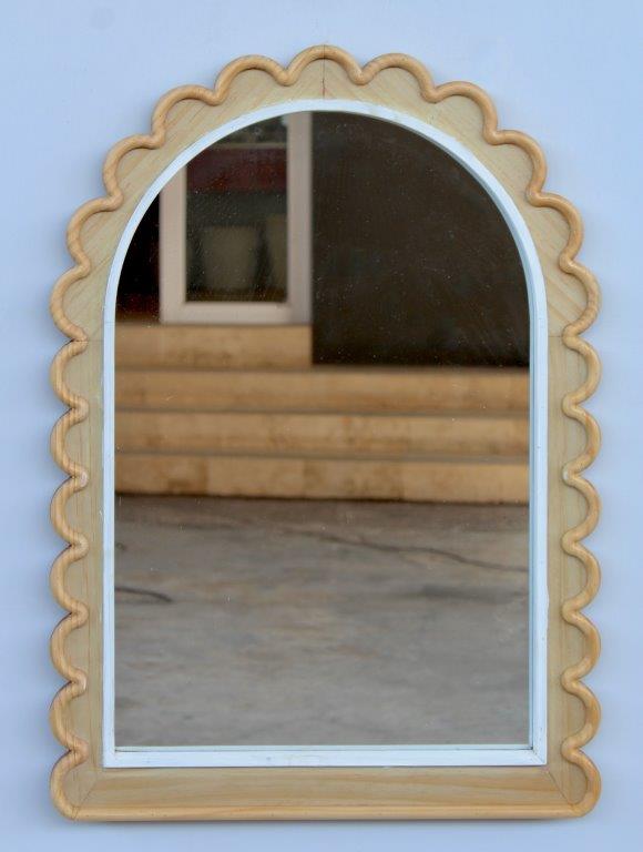 Wooden Arch Mirror with Scallop Edge