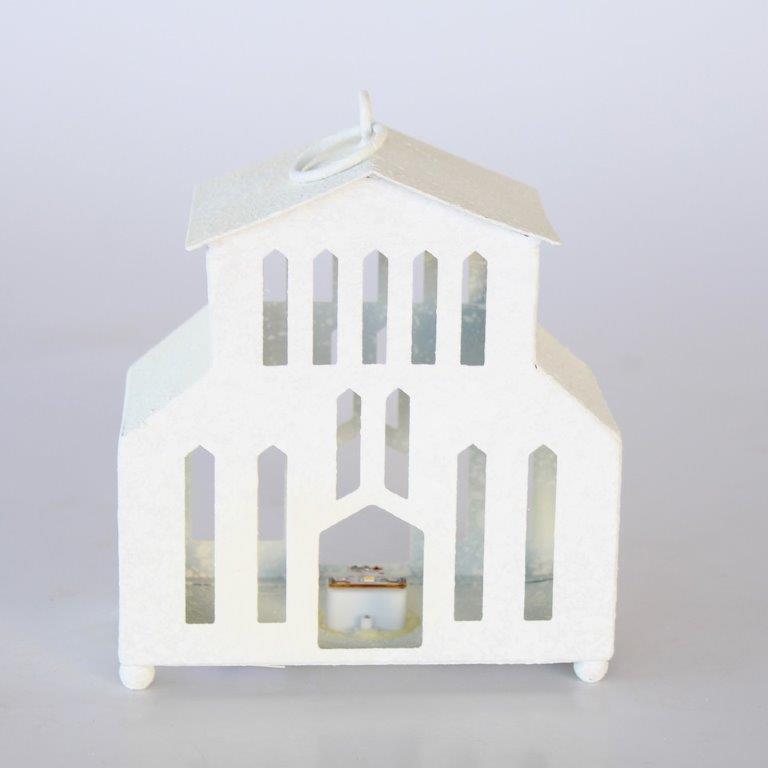 Small Battery Operated Metal House Lantern