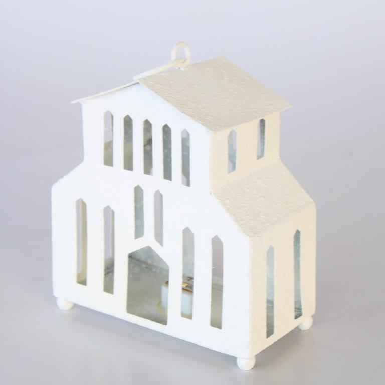 Small Battery Operated Metal House Lantern