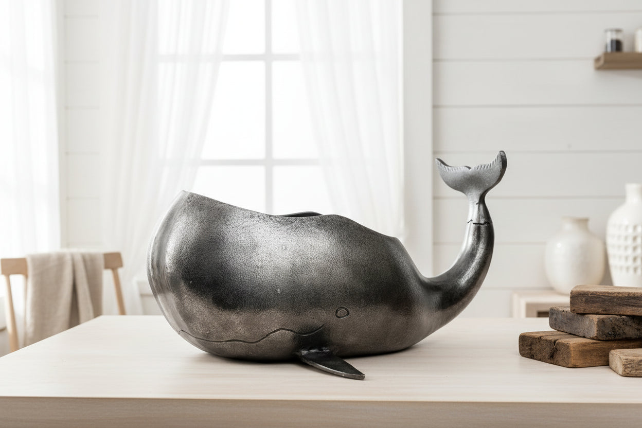 WINE COOLER WHALE A/PEWTER