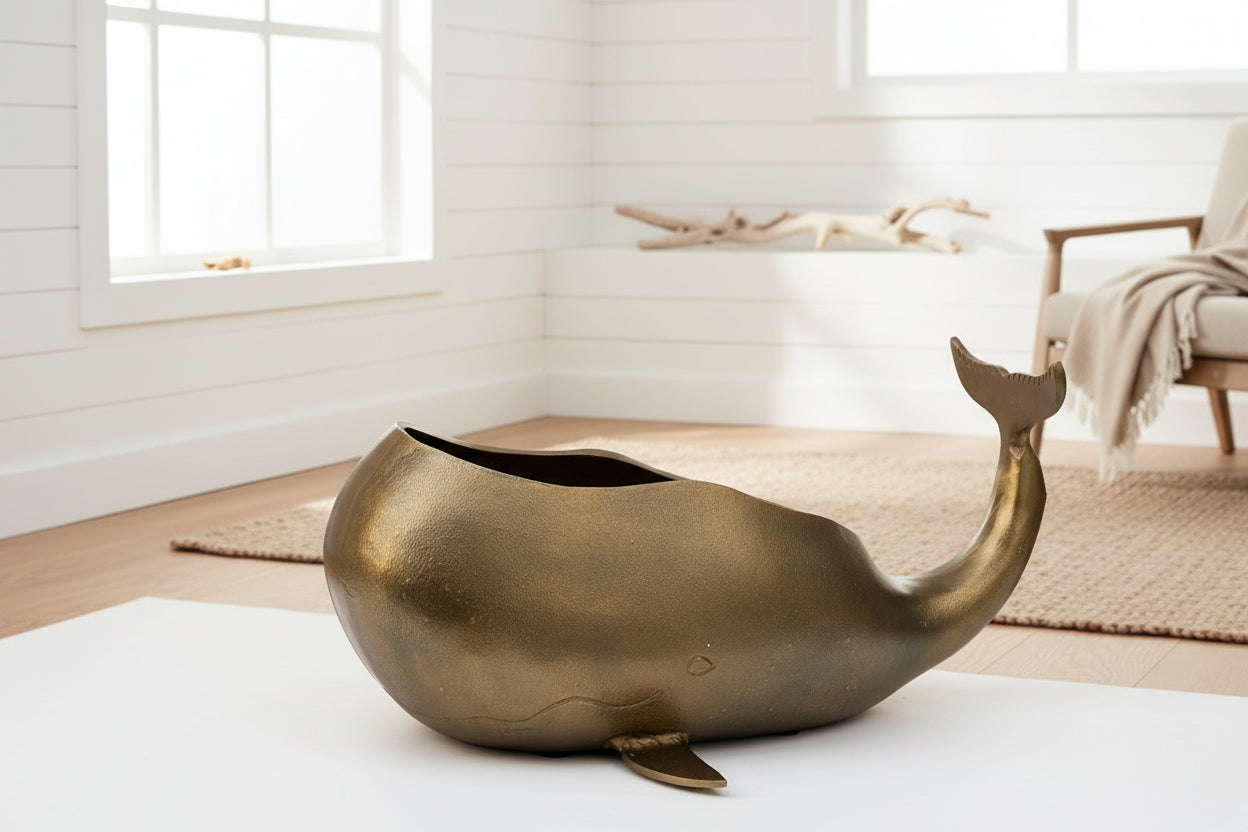 WINE COOLER WHALE A/BRASS