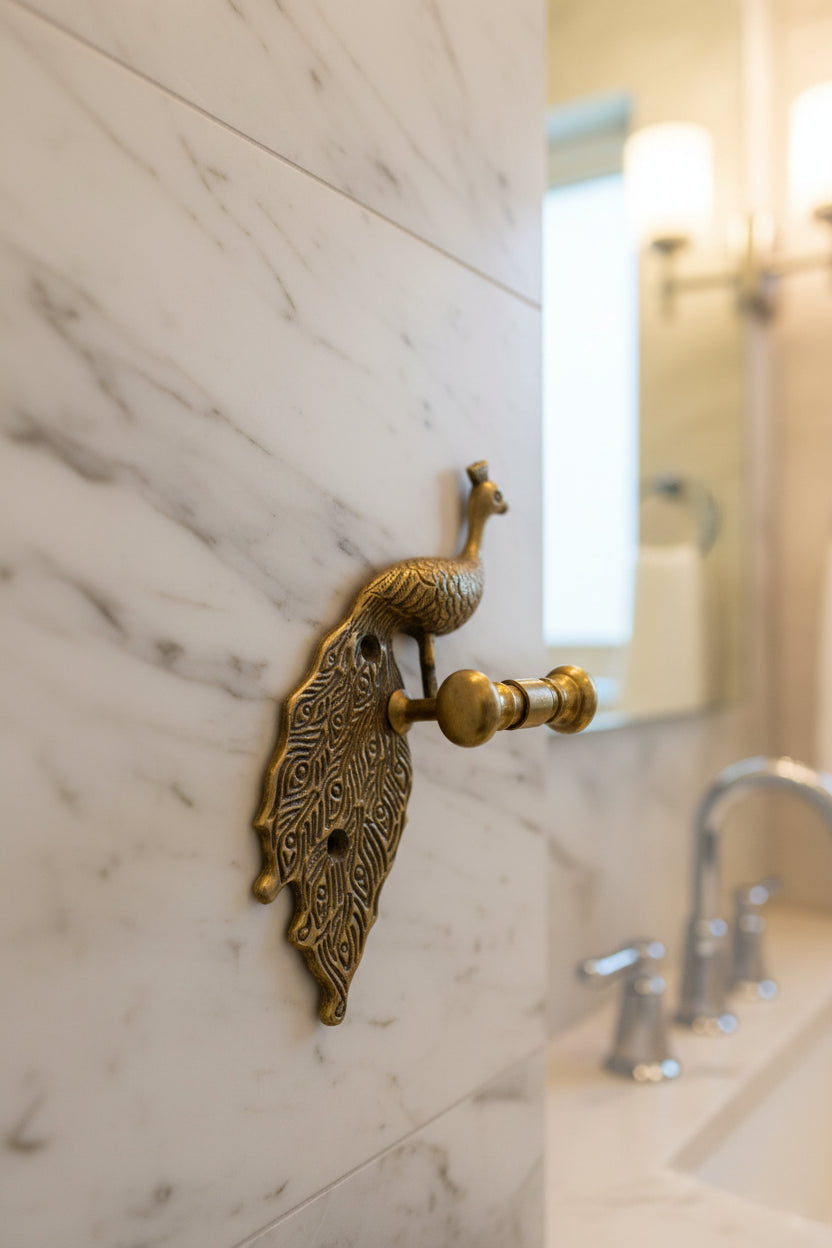 Hook Peacock - Antique Brass