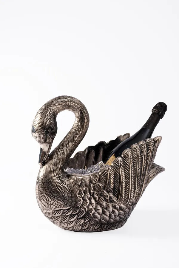 WINE COOLER SWAN LAKE ANTIQUE SILVER