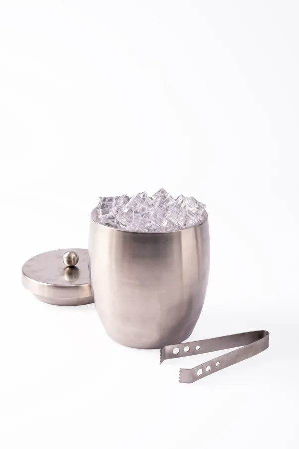 ICE BUCKET WITH TONGS SHANGHAI SILVER