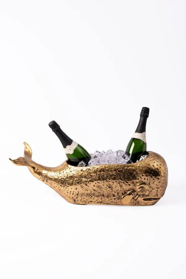 WINE COOLER BELUGA WHALE ANTIQUE BRASS