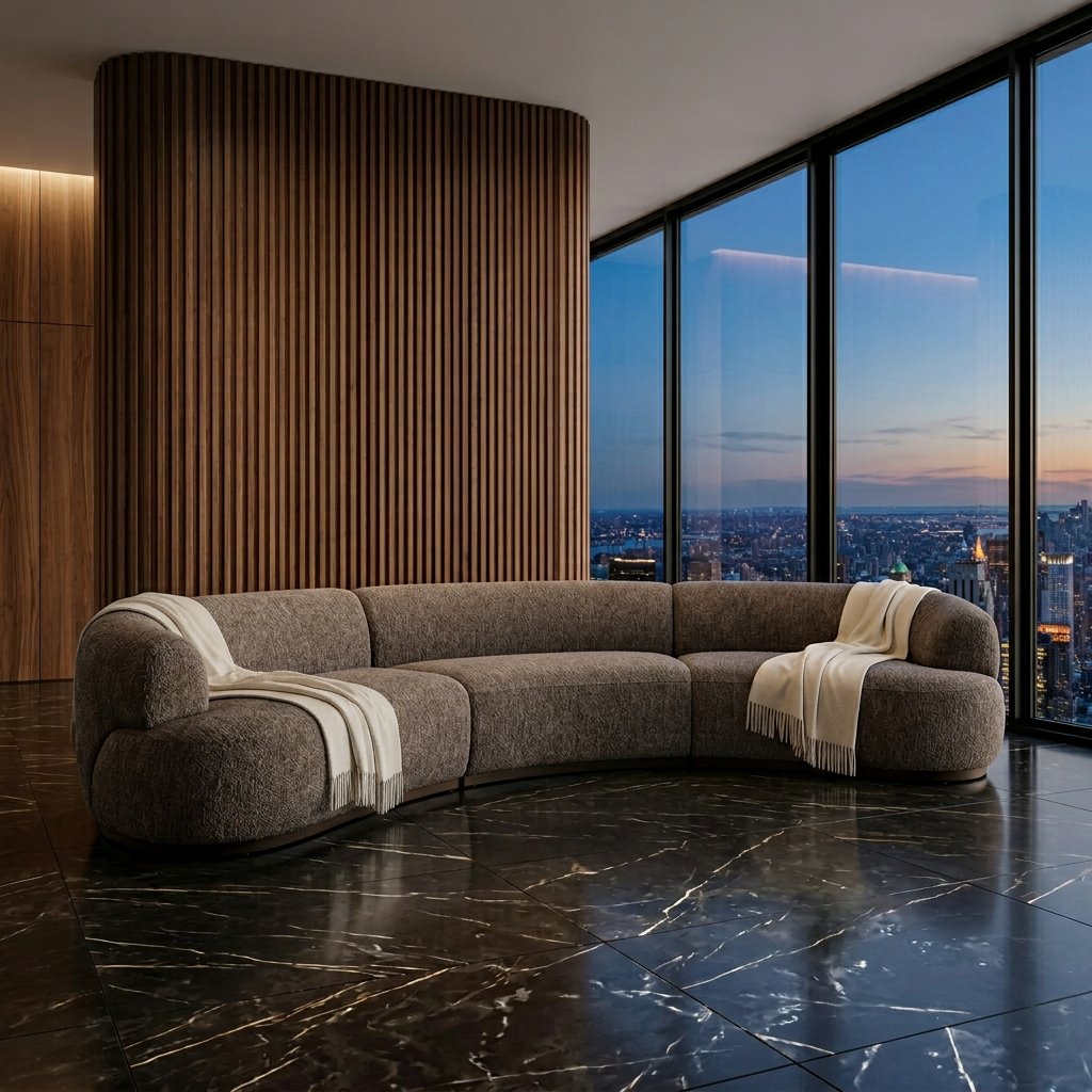 Solace Curved Conversational Sofa 5-Seater in Rustic