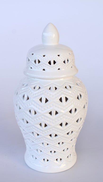 Medium White Cut Out Ginger Jar