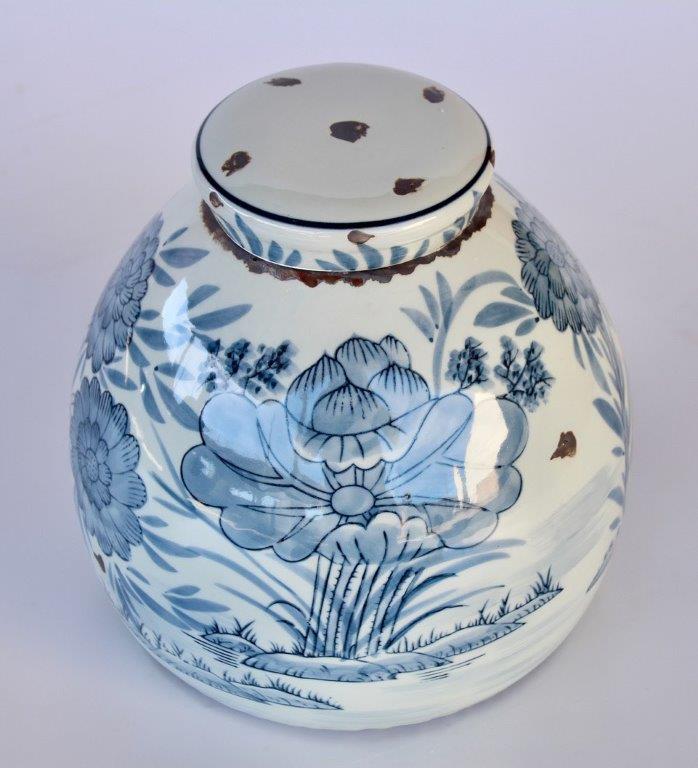 Fat Blue and White Ginger Jar