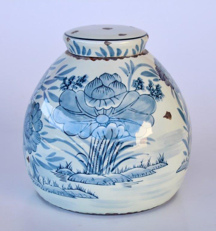 Fat Blue and White Ginger Jar