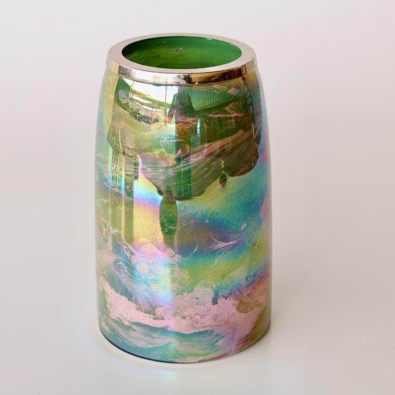 Marbled Multicolour Metal Top Glass Vase