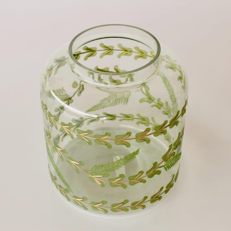 Green and Gold Etched Vase