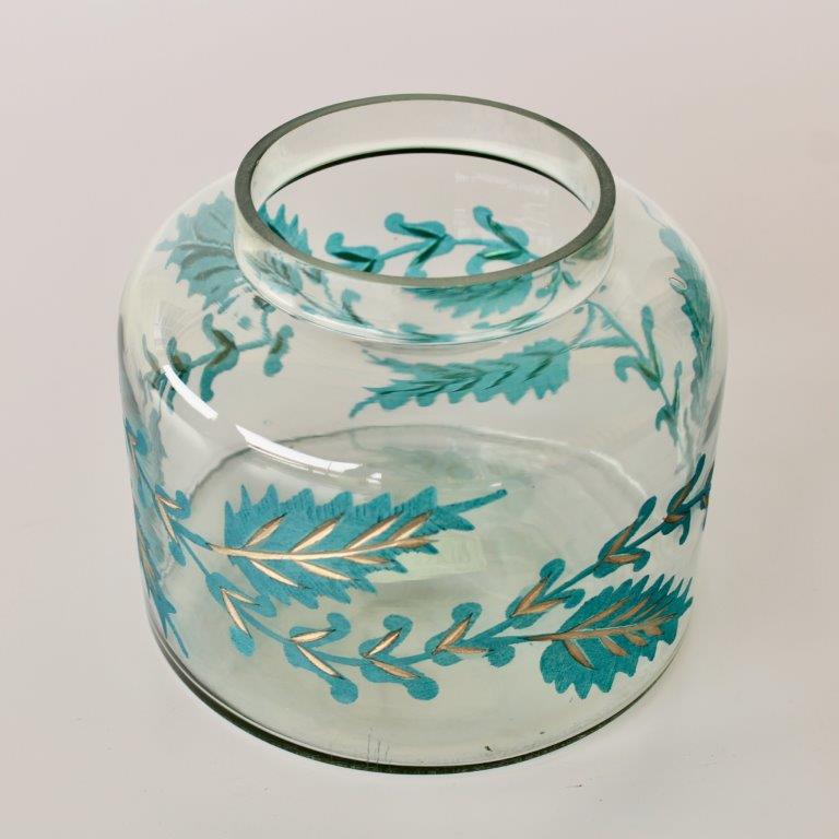 Turquoise and Gold Etched Vase