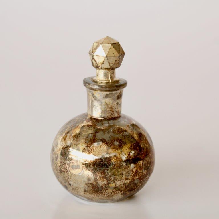 Extra Small Silver Gold Glass Perfume Bottle