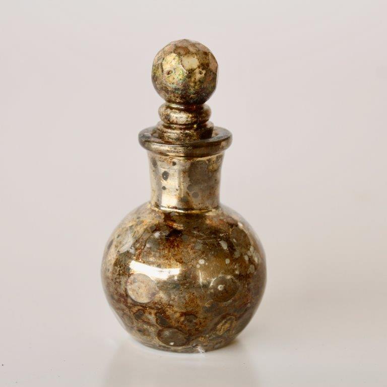 Small Silver Gold Glass Perfume Bottle
