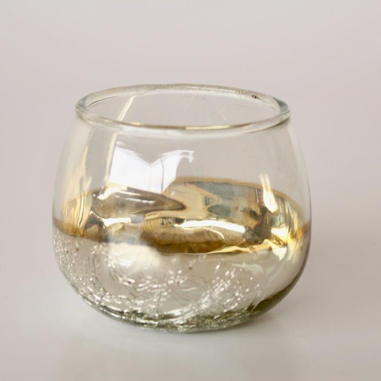 Small Silver & Clear Glass Tealight Candle Holder