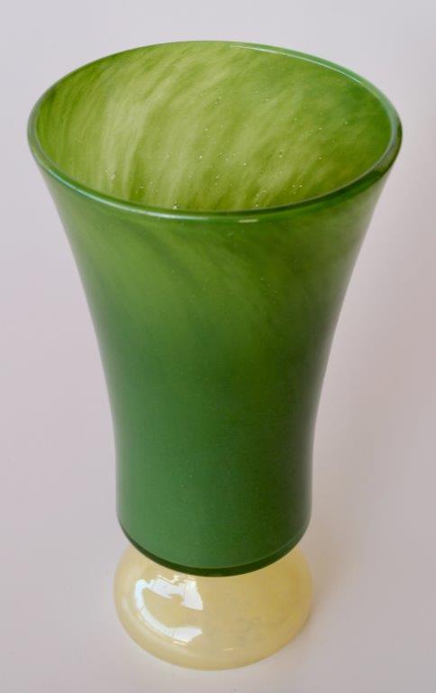 Tall Green and Yellow Glass Vase