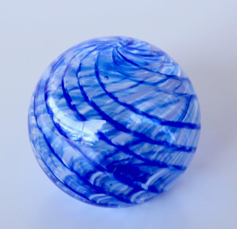 Collection of Glass Balls in Blue, White & Clear