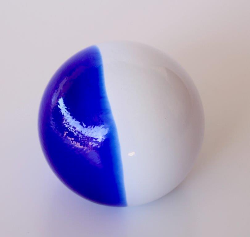 Collection of Glass Balls in Blue, White & Clear