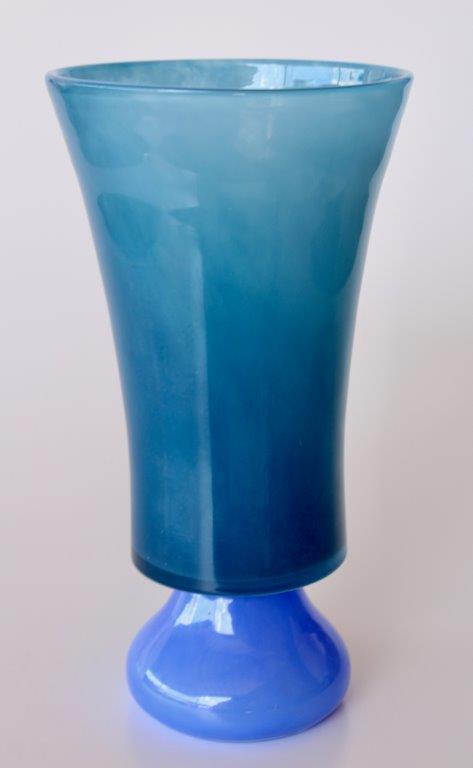 Tall Two Tone Blue Glass Vase