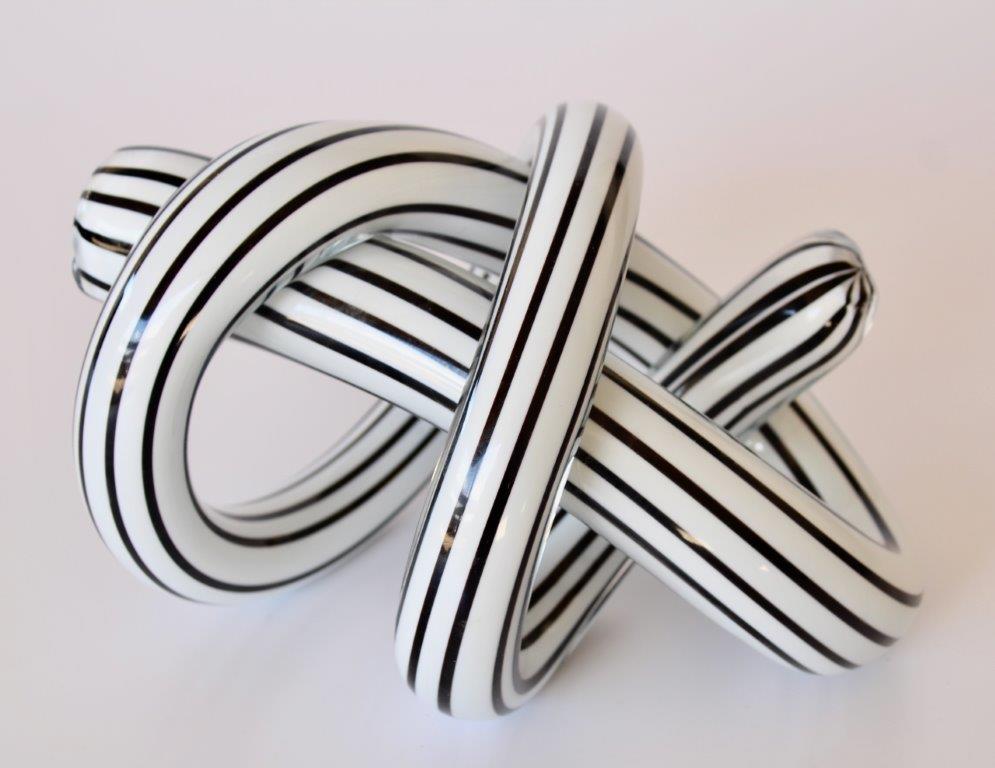 Extra Large Black & White Striped Glass Knot