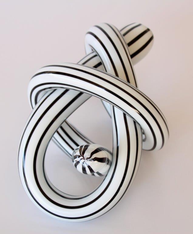 Extra Large Black & White Striped Glass Knot