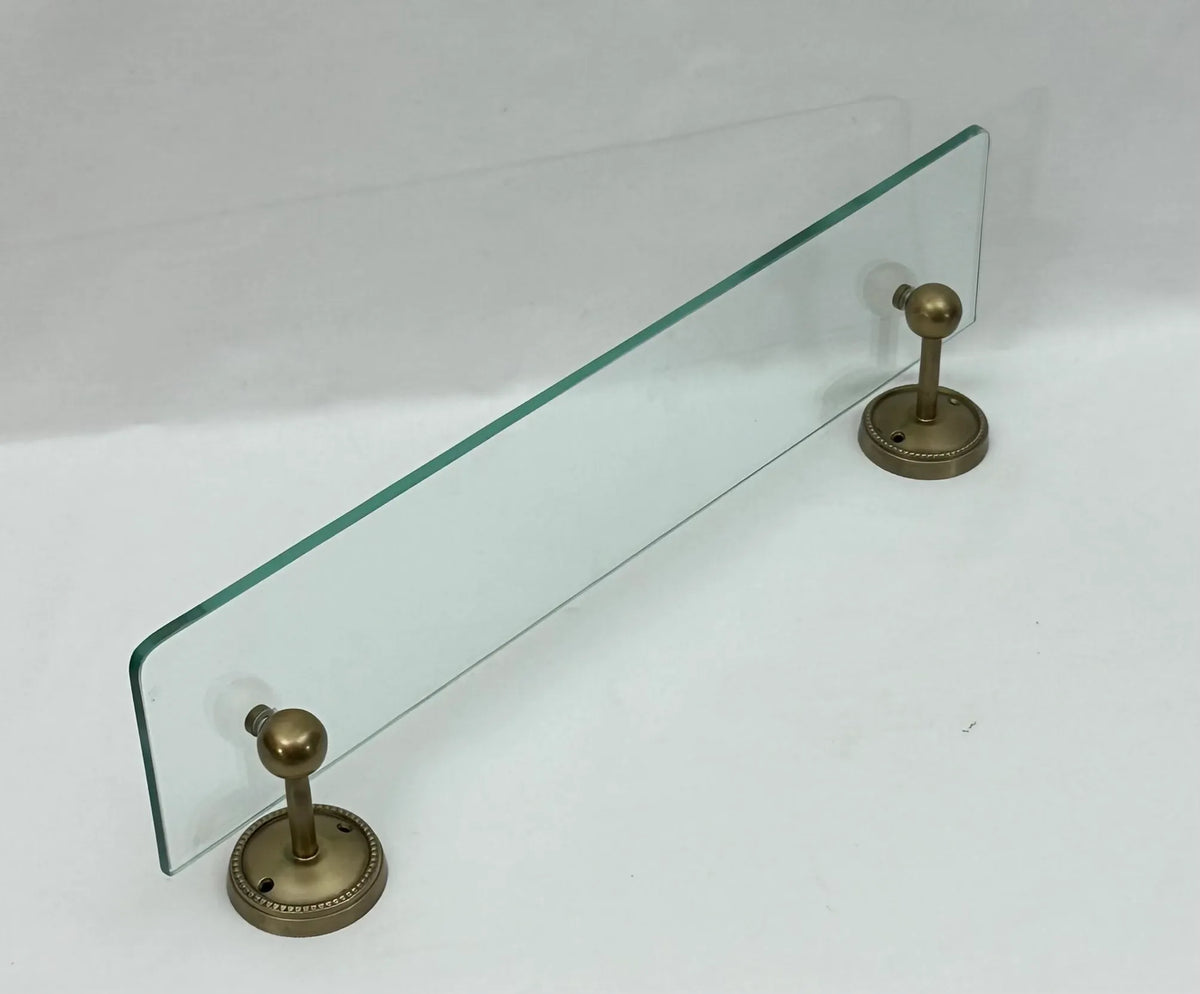 Antique Brass Beaded Round Glass Shelf NetDécor