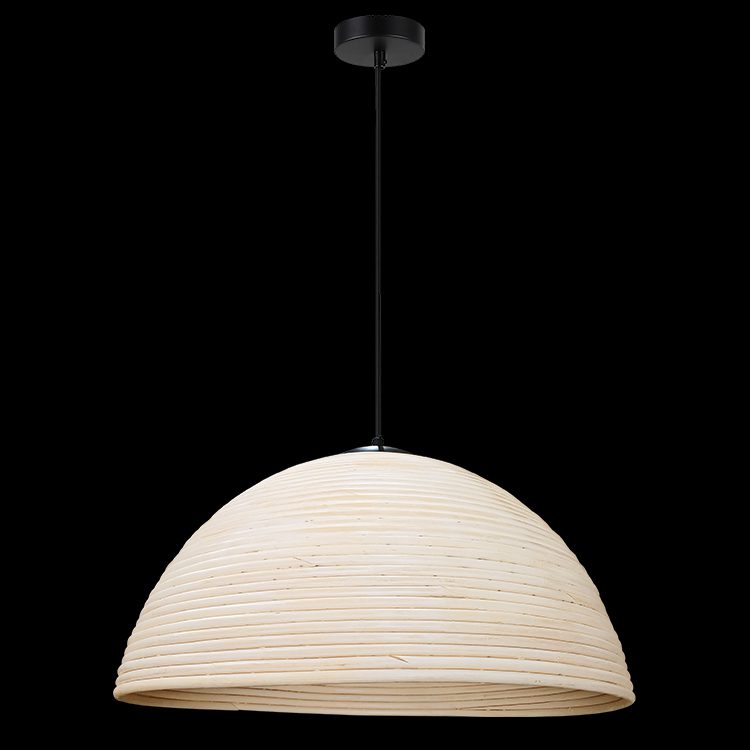 230v 40W E27 Large Rattan Tube Pendant - Rattan Wood Colour