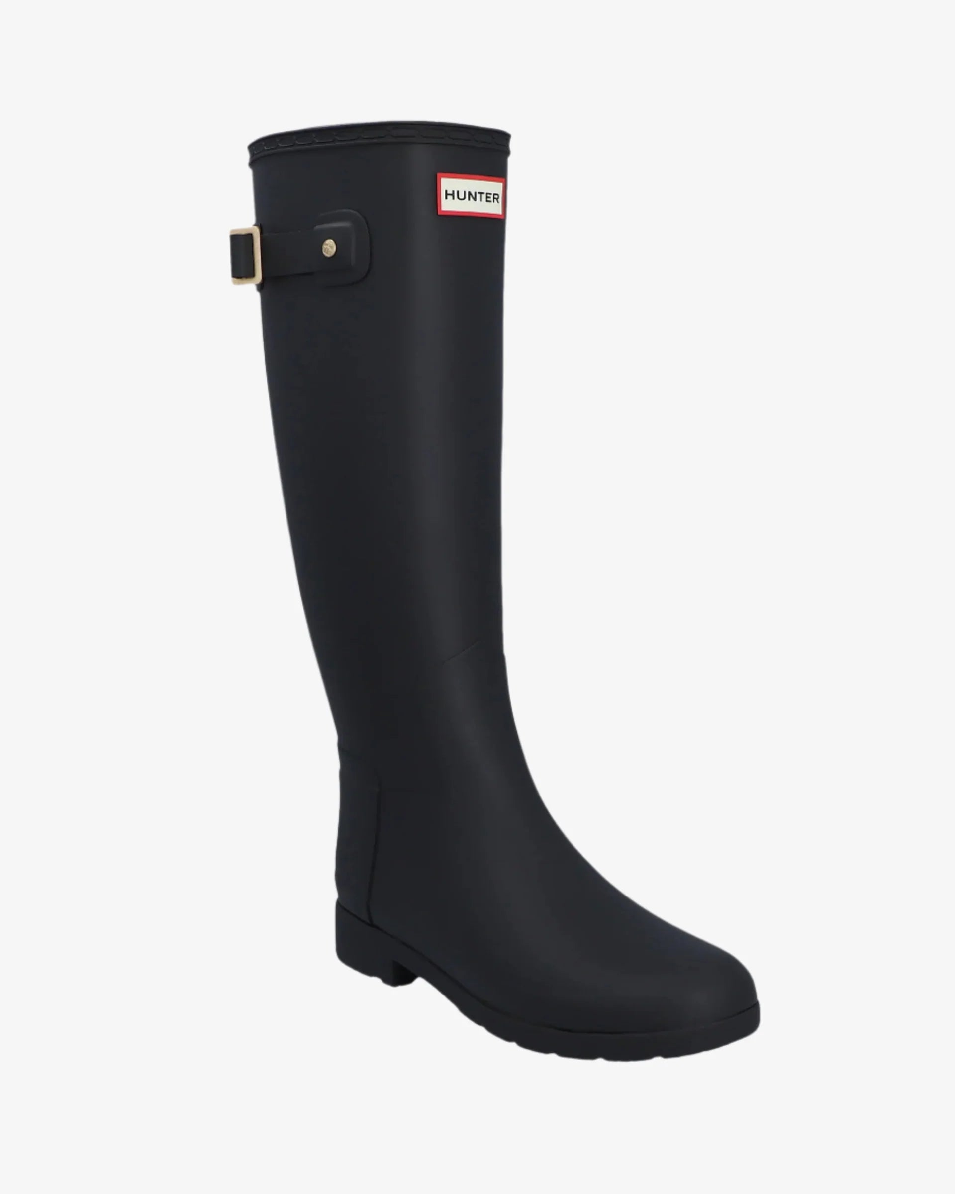 Women's Refined Gold Trim Slim Fit Tall Wellington Boots - Black