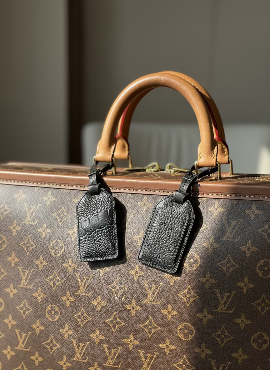 Set of 2 Custom Made REAL Ostrich Skin Luggage Tags