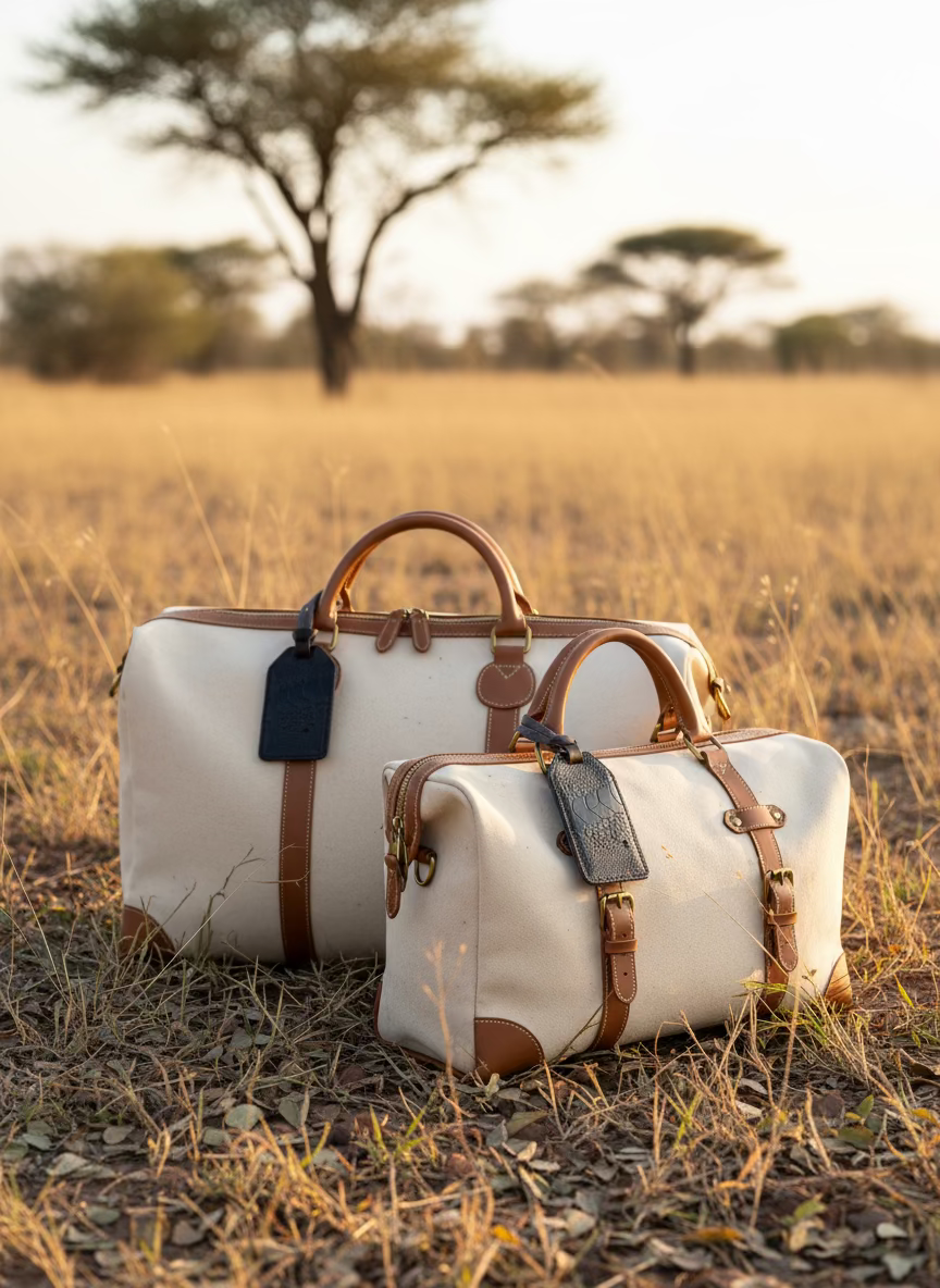 Set of 2 Custom Made REAL Ostrich Skin Luggage Tags